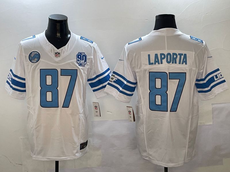 Men Detroit Lions #87 Laporta White three generations 2024 Nike Limited NFL Jersey style 01022